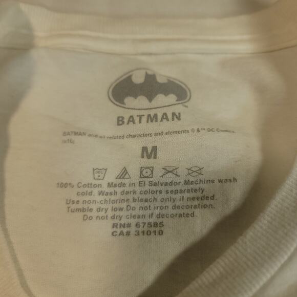 DC Batman Short Sleeve Graphic Crew Neck T Shirt Mens Size Medium M White - Picture 3 of 9